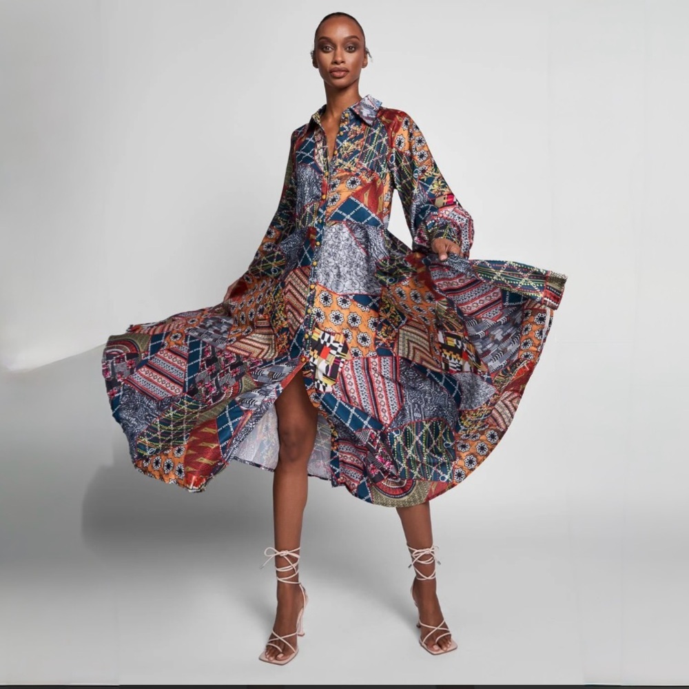CASABLANCA LANTERN SLEEVE MIDI DRESS
